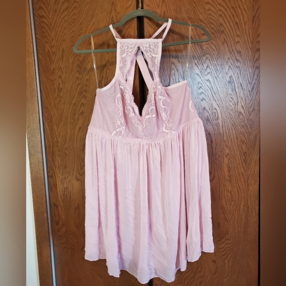 Mesh high neck keyhole babydoll